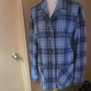 Blue Plaid Women's Jacket